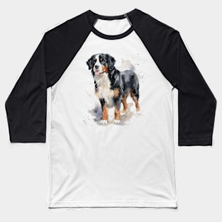 Bernese Mountain Dog Watercolor Style Baseball T-Shirt